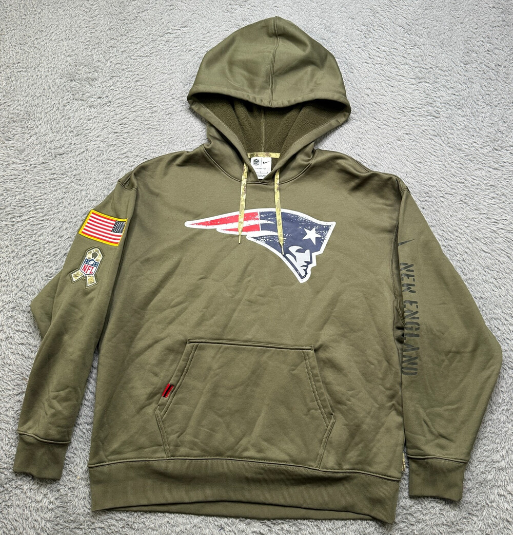 Nike New England Patriots Hoodie Womens M Green NFL Salute To Service Patches